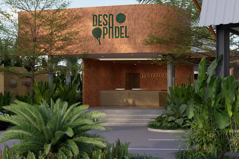 Coming soon - Modern reception area with DESO PADEL branding
